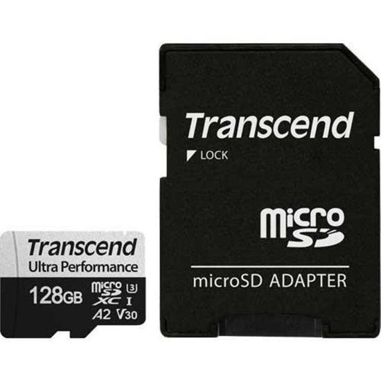  Зображення Карта пам'яті Transcend microSD 128GB C10 UHS-I U3 A2 R160/W125MB/s + SD 